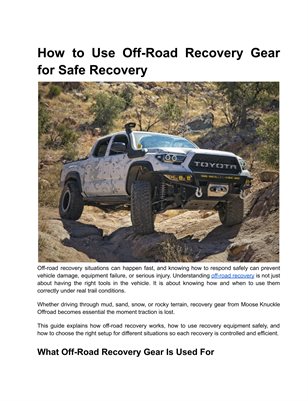 How to Use Off-Road Recovery Gear for Safe Recovery