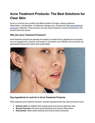 Best Acne Treatment Products for Clear & Healthy Skin