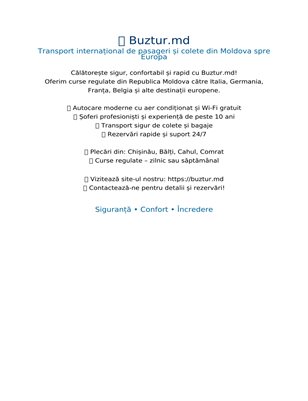Transport internațional Moldova–Europa | Buztur.md