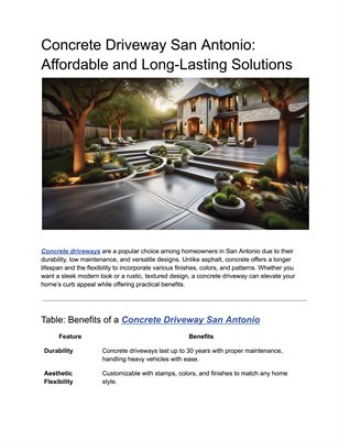 Concrete Driveway San Antonio: Affordable and Long-Lasting Solutions