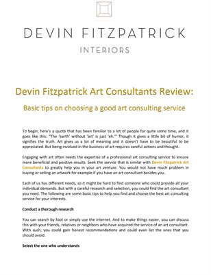 Devin Fitzpatrick Art Consultants Review: Basic tips on choosing a good art consulting service