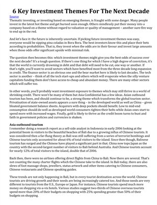 6 Key Investment Themes For The Next Decade