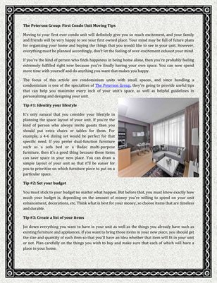 First Condo Unit Moving Tips