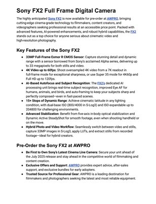 Sony FX2 Full Frame Digital Camera