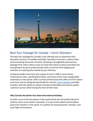 Best Tour Package for Canada – Iconic Wonders: 
