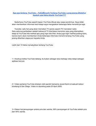 Apa apa tentang  YouTube -  FaktaMenarik Tentang YouTube | yang jarang diketahuiApakah ada fakta dibalik YouTube???