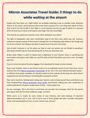 Micron Associates Travel Guide: 5 things to do while waiting at the airport