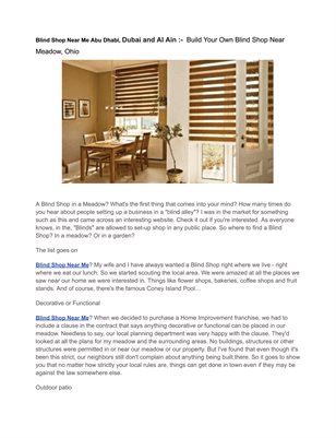Blind Shop Near Me Abu Dhabi, Dubai and Al Ain :-  Build Your Own Blind Shop Near Meadow, Ohio