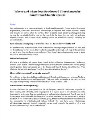 Where and when does Southwood Church meet by Southwood Church Groups