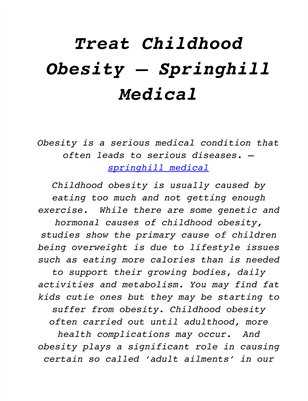 Treat Childhood Obesity – Springhill Medical
