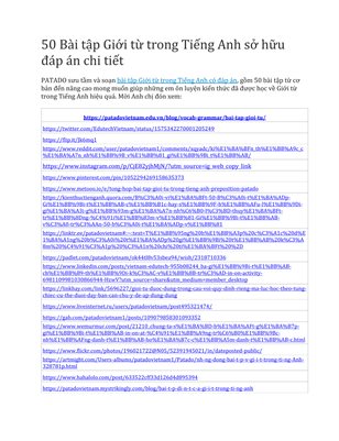 50 Bài tập Giới từ trong Tiếng Anh sở hữu đáp án chi tiết