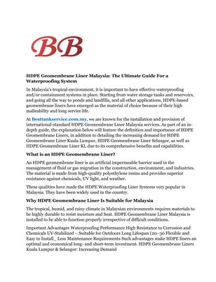 HDPE Geomembrane Liner KL