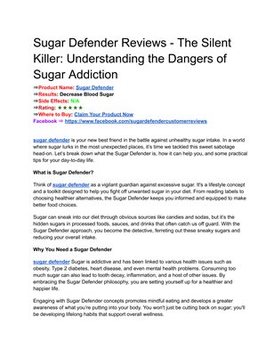 Sugar Defender Reviews