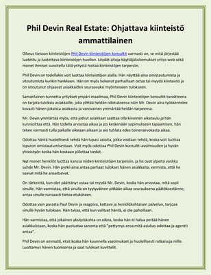 Phil Devin Real Estate: Ohjattava kiinteistö ammattilainen