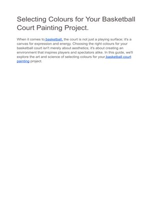 Selecting Colors for Your Basketball Court Painting Project