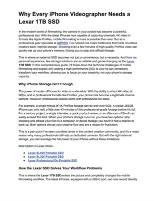 Why Every iPhone Videographer Needs a Lexar 1TB SSD