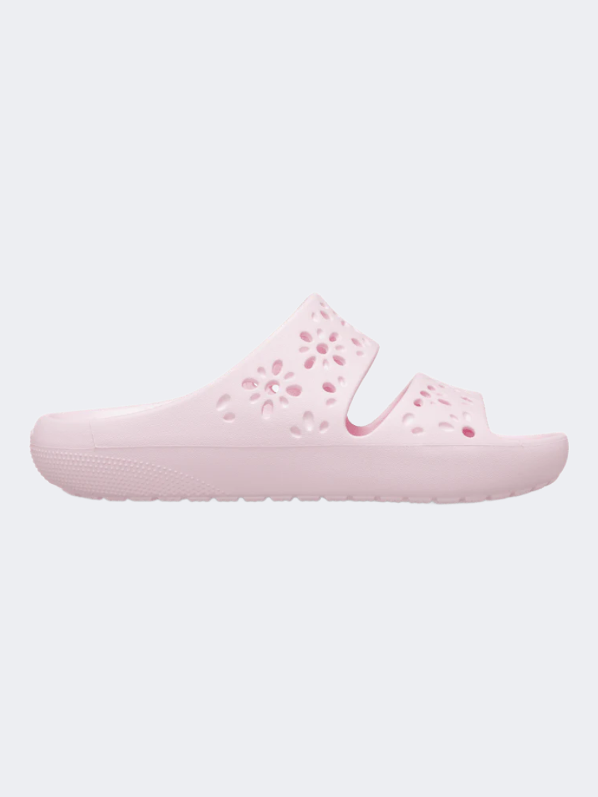 Crocs Classic Floral Cut Out Unisex Lifestyle Slippers Pink Milk
