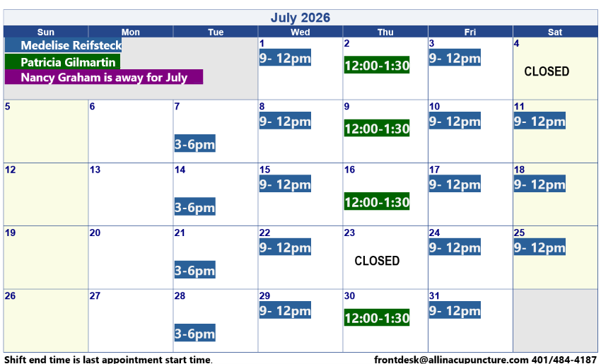 Hours and prices - All In Community Acupuncture in South County, Rhode Island