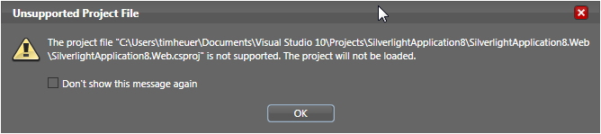 Blend warning on opening up .NET 4 project Blend warning on opening up .NET 4 project