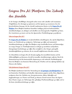 Enigma Pro AI Plattform: Die Zukunft des Handels