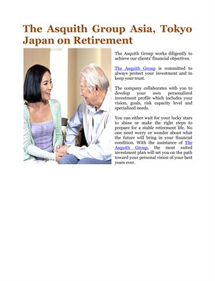 The Asquith Group Asia, Tokyo Japan on Retirement