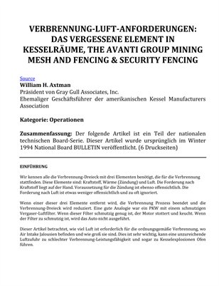 Verbrennung-Luft-Anforderunge, The Avanti Group Mining Mesh and Fencing & Security Fencing