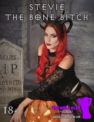 Stevie the Bone Bitch - Sexy Busty Red Hair Devil in Black Lingerie Makes this Jack'O'Lantern Pumpkin Look Sexy
