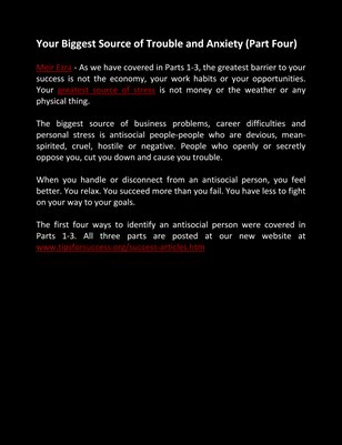 Your Biggest Source of Trouble and Anxiety (Part Four)