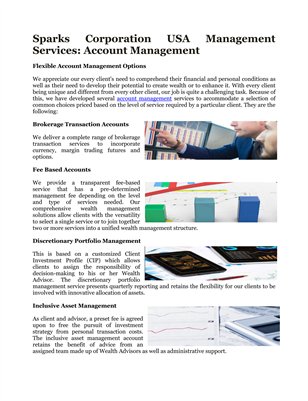 Sparks Corporation USA Management Services: Account Management