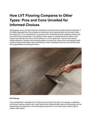 How LVT Flooring Compares to Other Types: Pros and Cons Unveiled for Informed Choices