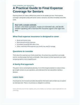 Final Expense Life Insurance: A Practical Guide for Seniors