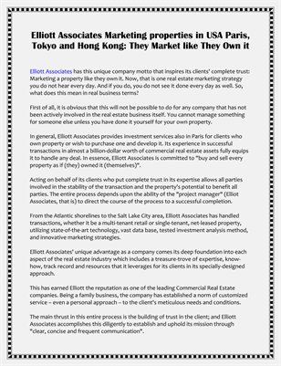 Elliott Associates: They Market like They Own it