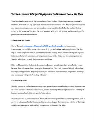 The Most Common Whirlpool Refrigerator Problems and How to Fix Them