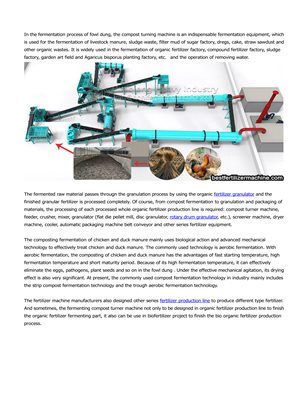 Industrial treatment equipment and means of fowl dung organic fertilizer