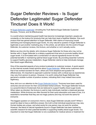 Sugar Defender Reviews - Is Sugar Defender Legitimate! Sugar Defender Tincture! Does It Work! 