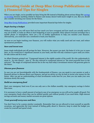 Investing Guide at Deep Blue Group Publications on 5 Financial Tips for Singles