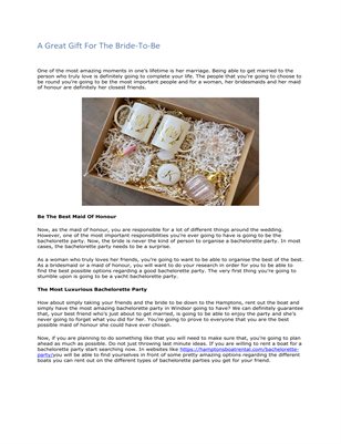 A Great Gift For The Bride-To-Be