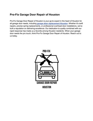 Pro-Fix Garage Door Repair of Houston