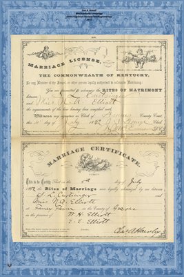1892 Marriage License & Certificate, S.L. Curtsinger and Miss N.A. Elliott