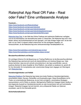 Raterphal App Real OR Fake - Ist diese Trading-Plattform wirklich seriös oder handelt es sich um einen Betrug?