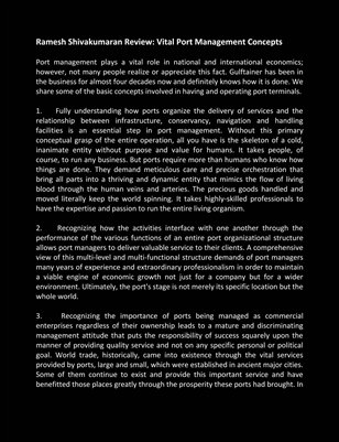 Ramesh Shivakumaran Review: Vital Port Management Concepts