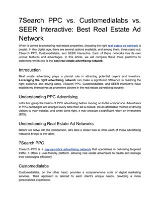 7Search PPC vs. Customedialabs vs. SEER Interactive: Best Real Estate Ad Network
