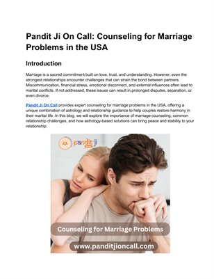 Pandit Ji On Call | Marriage Problem Counseling in the USA