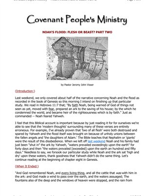 Noah's Flood: Flesh or Beast? Part #2
