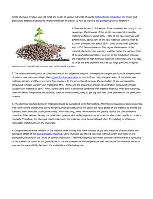 Reasonable ratio of raw materials is the basis to improve the ball formation rate