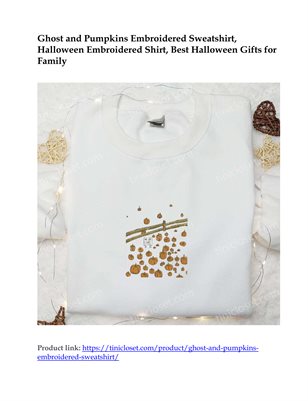 Ghost and Pumpkins Embroidered Sweatshirt 
