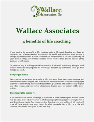 Wallace Associates: 4 benefits of life coaching