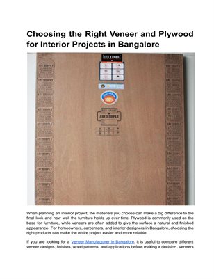 Plywood for Interior Projects in Bangalore