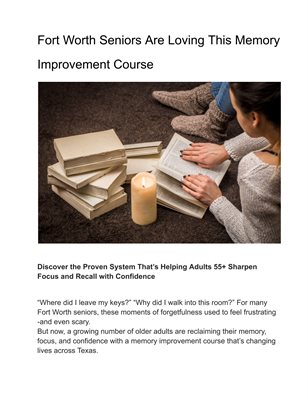 Fort Worth Seniors Are Loving This Memory Improvement Course