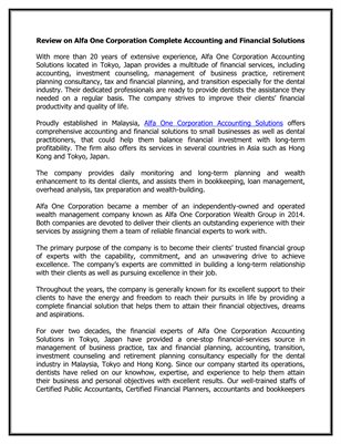 Review on Alfa One Corporation Complete Accounting and Financial Solutions